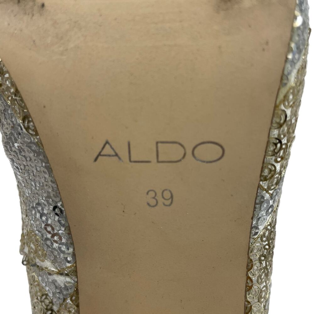Aldo Glicken Sequins Glitter Pumps Metallic Gold Silver Size 39 - Picture 9 of 11